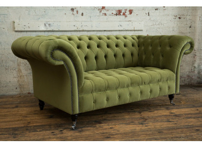 Chesterfield Couch 2-Seater Upholstered Seat Fabric Textile Leather Couches Sofas Sofa