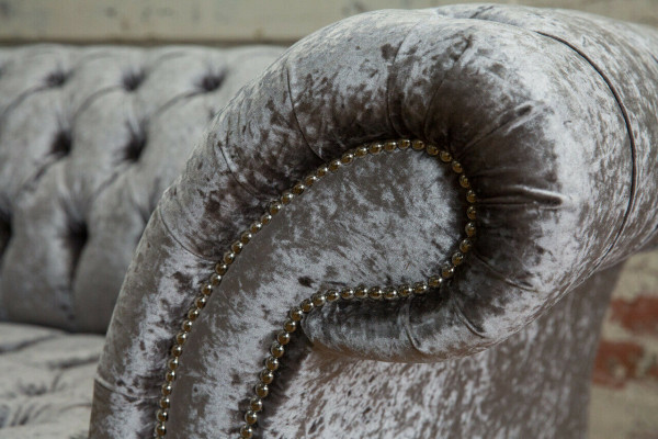 Armchair Upholstery Furniture Chesterfield Couch Textile Leather Fabric Sofa Single-seater Silver