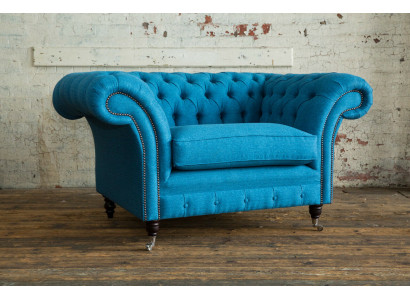 Blue sofa couch cushion Chesterfield seating textile fabric leather couches new