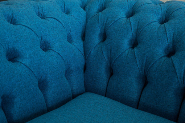 Blue sofa couch cushion Chesterfield seating textile fabric leather couches new