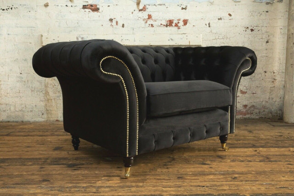 Chesterfield Design Fabric Couch Armchair 1.5 Seater Upholstered Sofas Lounge New Club
