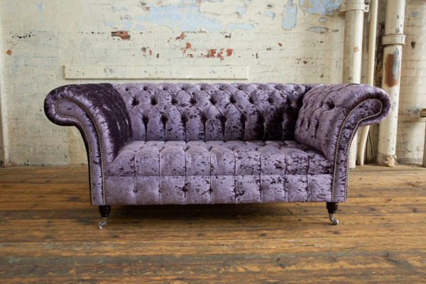 Chesterfield Upholstered Couch Fabric Sofas Sofa Seating Set Recline New 2-Seater