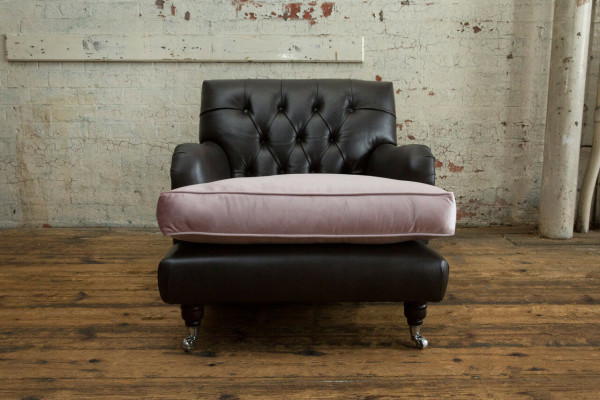 Armchair TV Seat Club Lounge Textile Leather Noble Design Chesterfield Upholstery