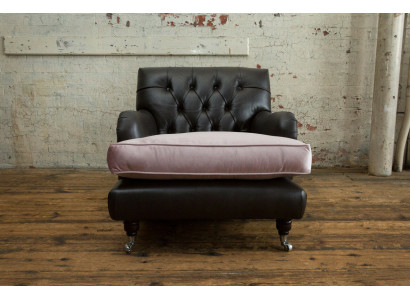 Armchair TV Seat Club Lounge Textile Leather Noble Design Chesterfield Upholstery