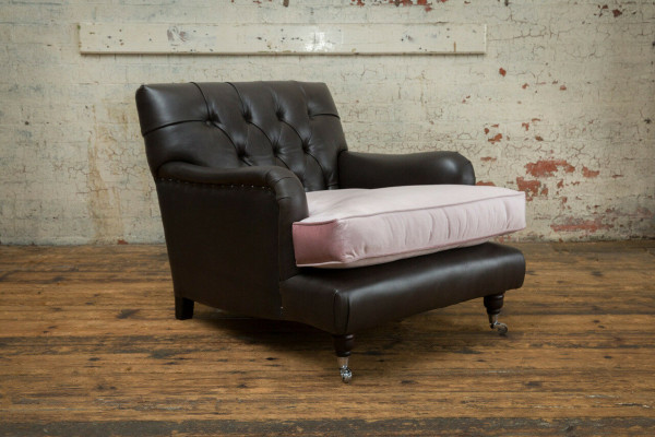 Armchair TV Seat Club Lounge Textile Leather Noble Design Chesterfield Upholstery