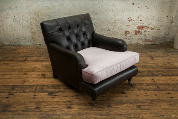 Armchair TV Seat Club Lounge Textile Leather Noble Design Chesterfield Upholstery
