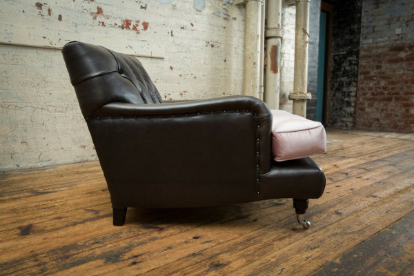 Armchair TV Seat Club Lounge Textile Leather Noble Design Chesterfield Upholstery