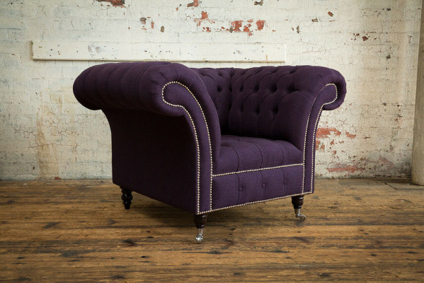 Chesterfield Velvet Upholstery Sofa Design Luxury Couch Sofa Purple New Single-Seater Armchair