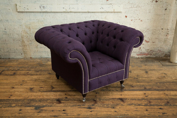 Chesterfield Velvet Upholstery Sofa Design Luxury Couch Sofa Purple New Single-Seater Armchair