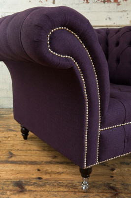 Chesterfield Velvet Upholstery Sofa Design Luxury Couch Sofa Purple New Single-Seater Armchair