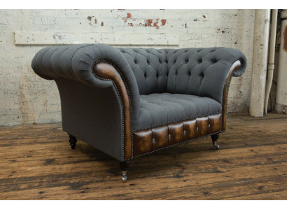 Armchair, Couch, Upholstery, Sofa, Fabric, Chesterfield, Sofas, 1.5-Seater, Single-Seater, Gray