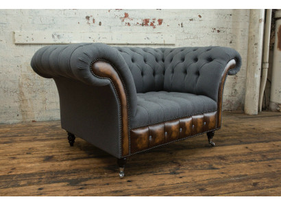 Armchair, Couch, Upholstery, Sofa, Fabric, Chesterfield, Sofas, 1.5-Seater, Single-Seater, Gray