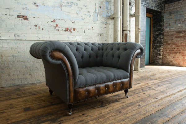 Armchair, Couch, Upholstery, Sofa, Fabric, Chesterfield, Sofas, 1.5-Seater, Single-Seater, Gray