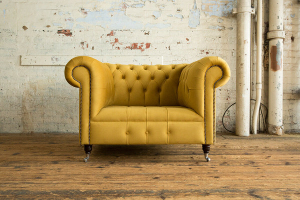 Chesterfield Design Sofa Armchair Couch Upholstery Luxury Textile Sofas 1 Seater #376