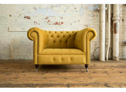 Chesterfield Design Sofa Armchair Couch Upholstery Luxury Textile Sofas 1 Seater #376