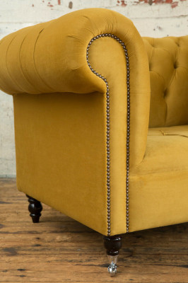 Chesterfield Design Sofa Armchair Couch Upholstery Luxury Textile Sofas 1 Seater #376