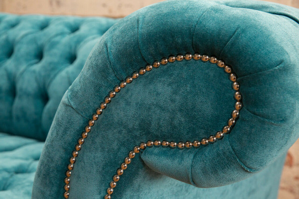 Chesterfield Design Armchair Fabric Couch 1.5 Upholstered Sofas Lounge Velvet Turquoise New