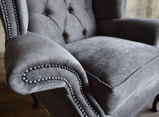 Chesterfield armchair TV couch 1-seater sofa textile fabric couches upholstery