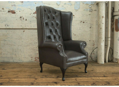 Chesterfield wing chair single seater sofa couch relax upholstery velvet leather fabric