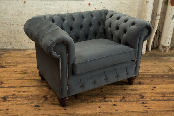 Chesterfield design armchair couch upholstery luxury textile armchairs 1-seater single-seater