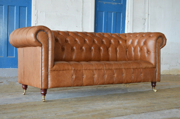Chesterfield three-seater couch upholstered sofa design sofas couches leather couch new