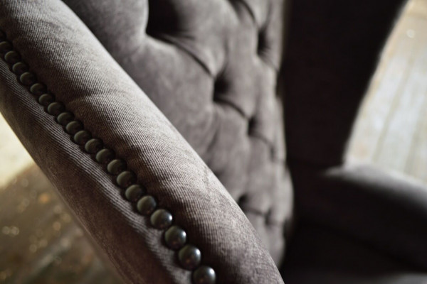 Wing chair single-seater sofa couch relax upholstery chesterfield velvet leather fabric