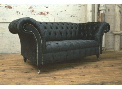 Luxury Chesterfield 2-seater couch upholstered sofa textile fabric set new couches