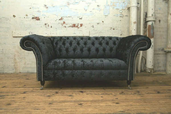 Luxury Chesterfield 2-seater couch upholstered sofa textile fabric set new couches