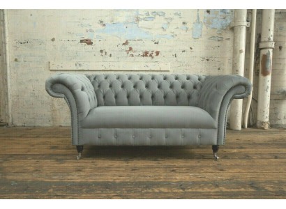 Chesterfield Luxury 2 Seater Couch Upholstered Sofa Fabric Textile Couches Set New