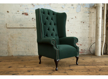 Chesterfield wingback armchair 1-seater upholstered couch sofa relax TV fabric