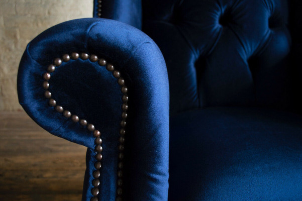 Chesterfield wingback armchair couch relax upholstery designer couches royal blue