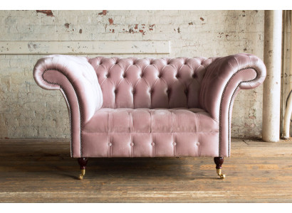 Armchair Upholstery Furniture Chesterfield Pink Couch Textile Leather Fabric Sofa Single Seater