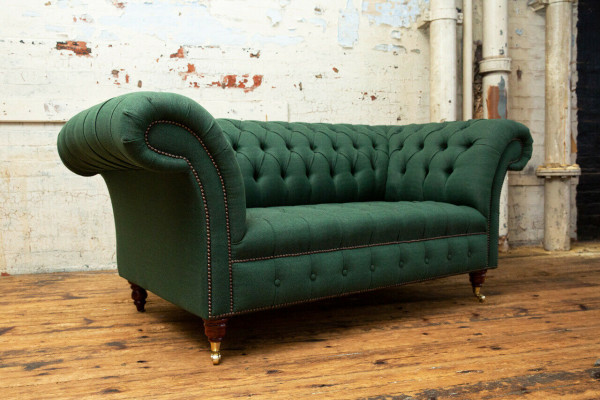 Classic Upholstered Furniture Chesterfield Green Couch Textile Leather Fabric Sofa Seater