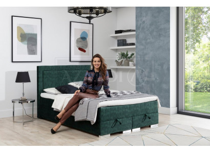 Heavenly box spring bed double bed with mattress and topper green beds
