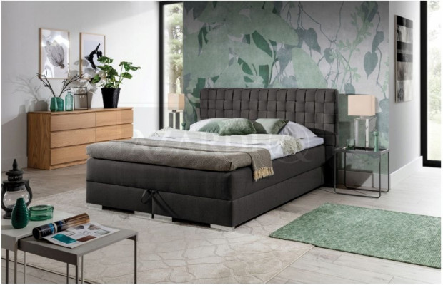 Bed Design Luxury Hotel Beds 200x200cm Box Spring Bed Textile Grey 200x200cm New
