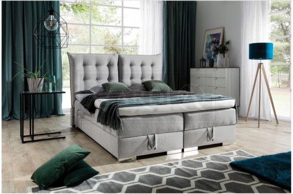 Box spring bed classic design upholstery English beds double bed beige bed