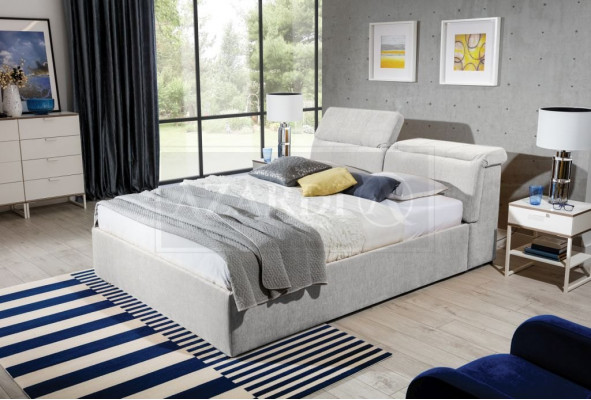 White 180x200 Bed Bedroom Beds Textile Leather Hotel Luxury Upholstery Big