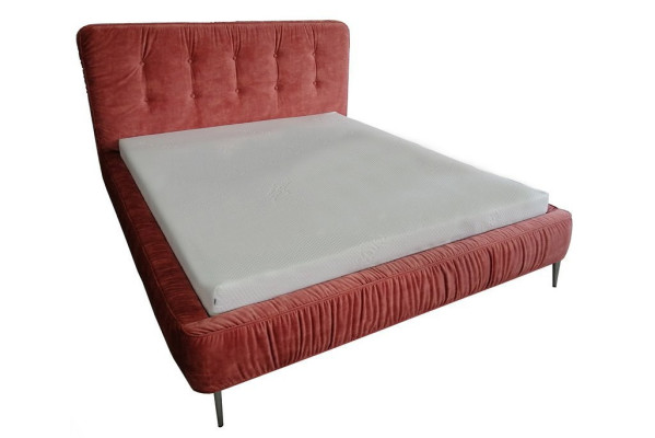 Modern beds, wood, leather, 180x200cm, upholstered, marital design, leather, hotel bed, pink, new