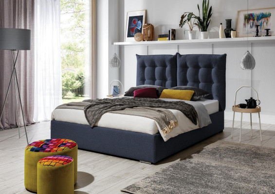 Blue upholstered bed modern bed frames furniture luxury hotel beds bedroom