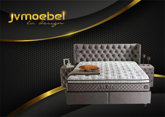 Luxury Bedroom Set 3-Piece Textile Bed 2x Nightstand Modern Design Beds New