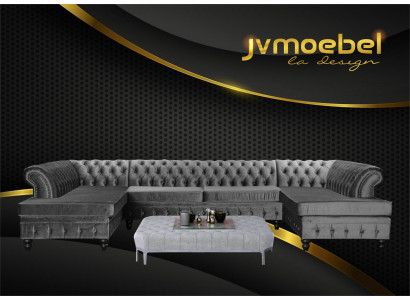 Chesterfield velvet corner sofa U-shape living area upholstered corner sofa couch sofas new