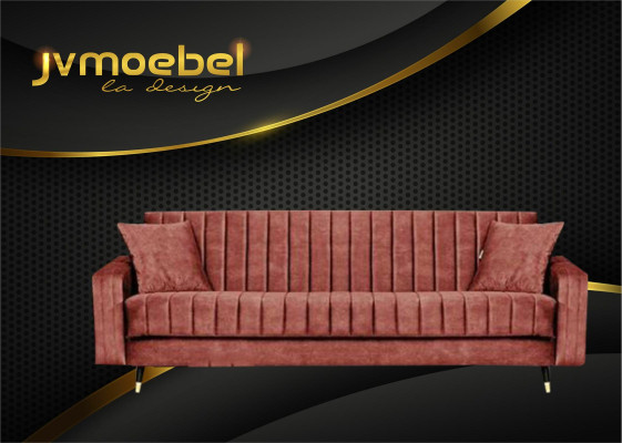 Three-seater fabric living room pink design sofa sofas velvet XXL large upholstered couches