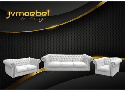 Three-seater fabric living room white design sofa sofas velvet XXL big upholstered couches