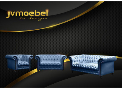 Three-seater Chesterfield sofa couch upholstery luxury furniture fabric couches