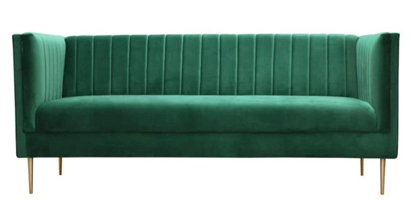 Luxury Green Chesterfield Three-Seater Upholstery Furniture Hotel Living Room Practice Velvet