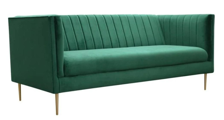 Luxury Green Chesterfield Three-Seater Upholstery Furniture Hotel Living Room Practice Velvet