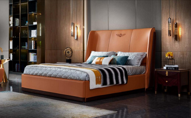 Orange bed bedroom new creative modern design furniture wood luxury beds