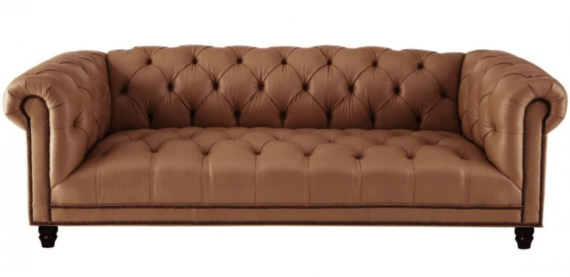 Beige three-seater leather Chesterfield living room modern design couches sofa new