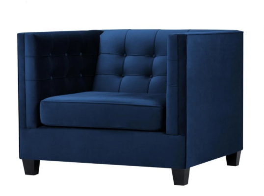 Blue Chesterfield Armchair Living Room Textile Fabric Blue Creative Furniture Modern
