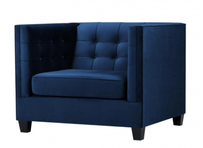 Blue Chesterfield Armchair Living Room Textile Fabric Blue Creative Furniture Modern